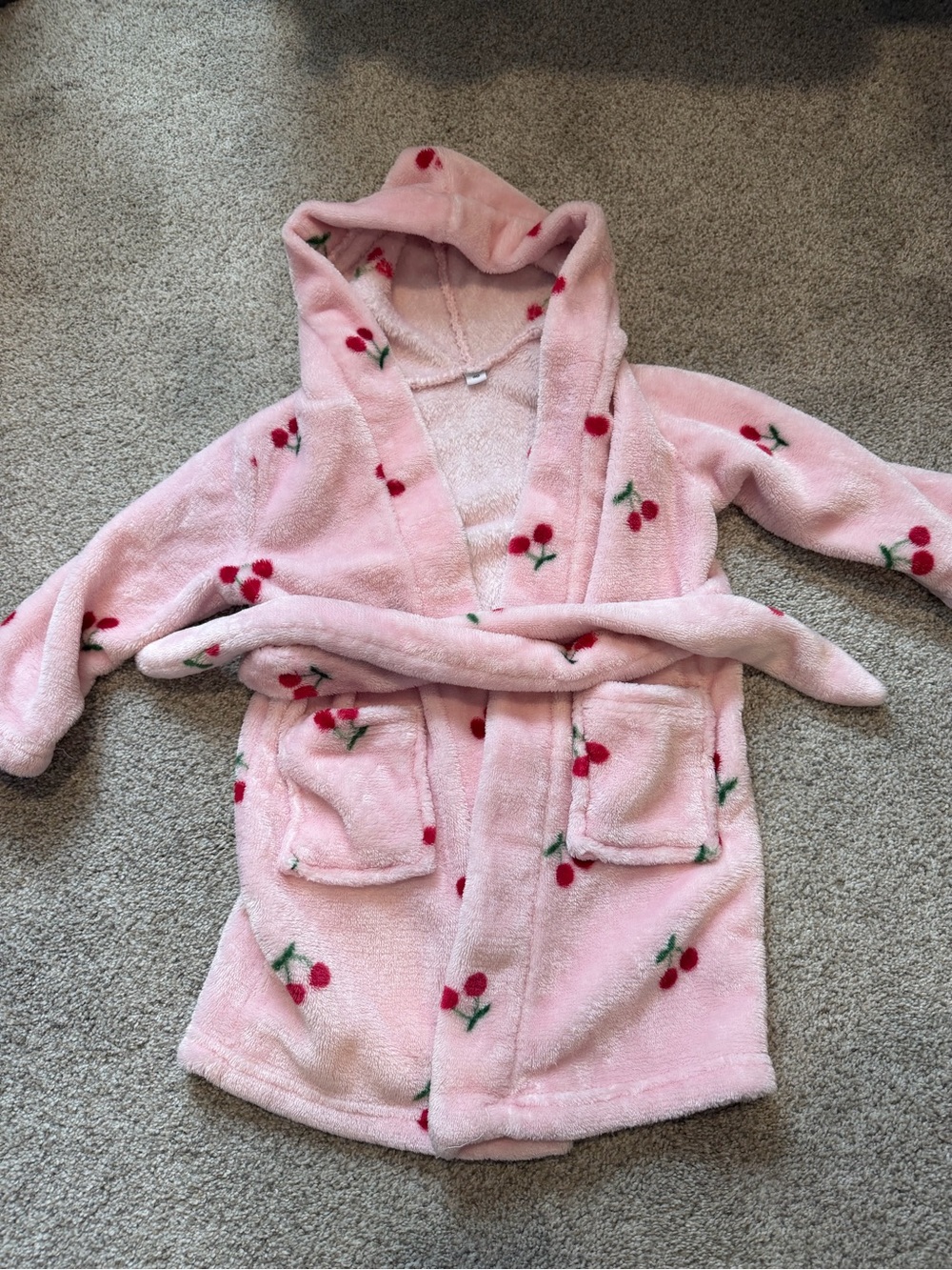 Cozy Pink Cherry Hooded Bathrobe